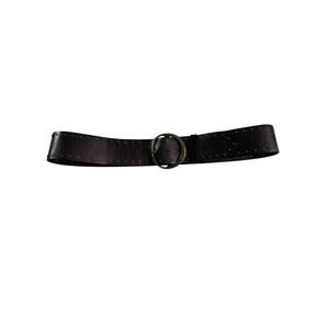 Chico's Brown Genuine Leather Wide Belt XL Studded Brass Buckle Boho Western